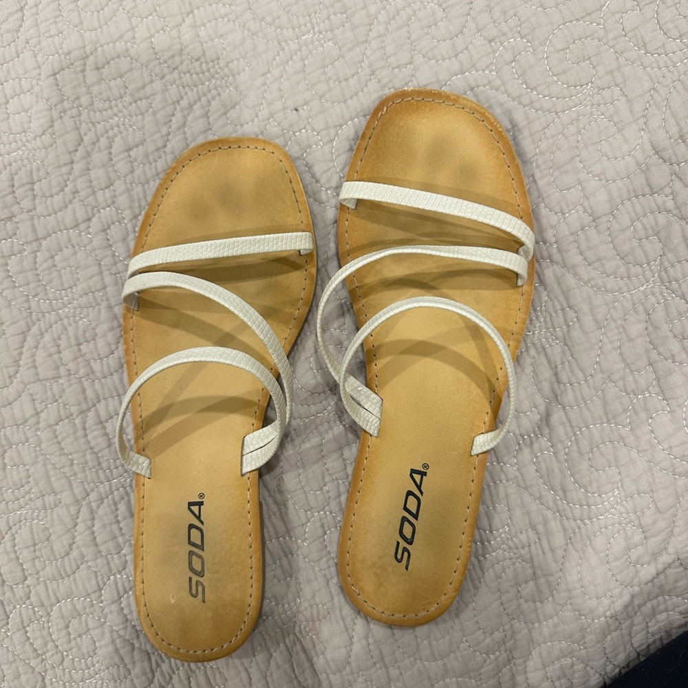 White strappy sandals